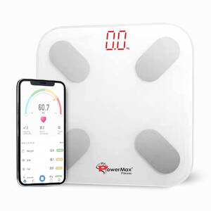 PowerMax Fitness® BCA-150 Smart Bluetooth Body Fat Scale - Smart BMI Digital Bathroom Wireless Weight Scale & Body Composition Analyser with Smartphone App